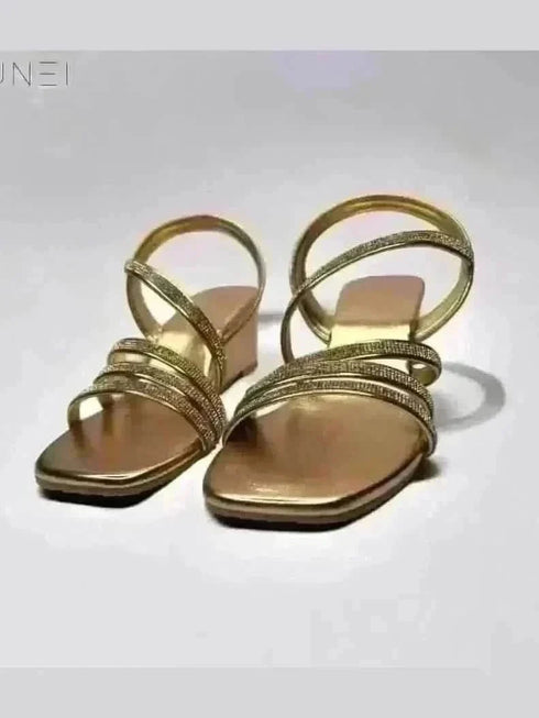 Womens Golden Glitter Wedges